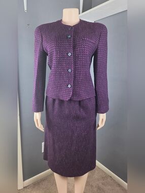 Evan-Picone Black Blazer with Purple and Pink Tweed Trim